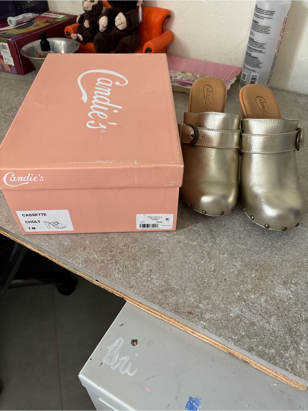Candie's Gold Metallic Buckle Clog Mules